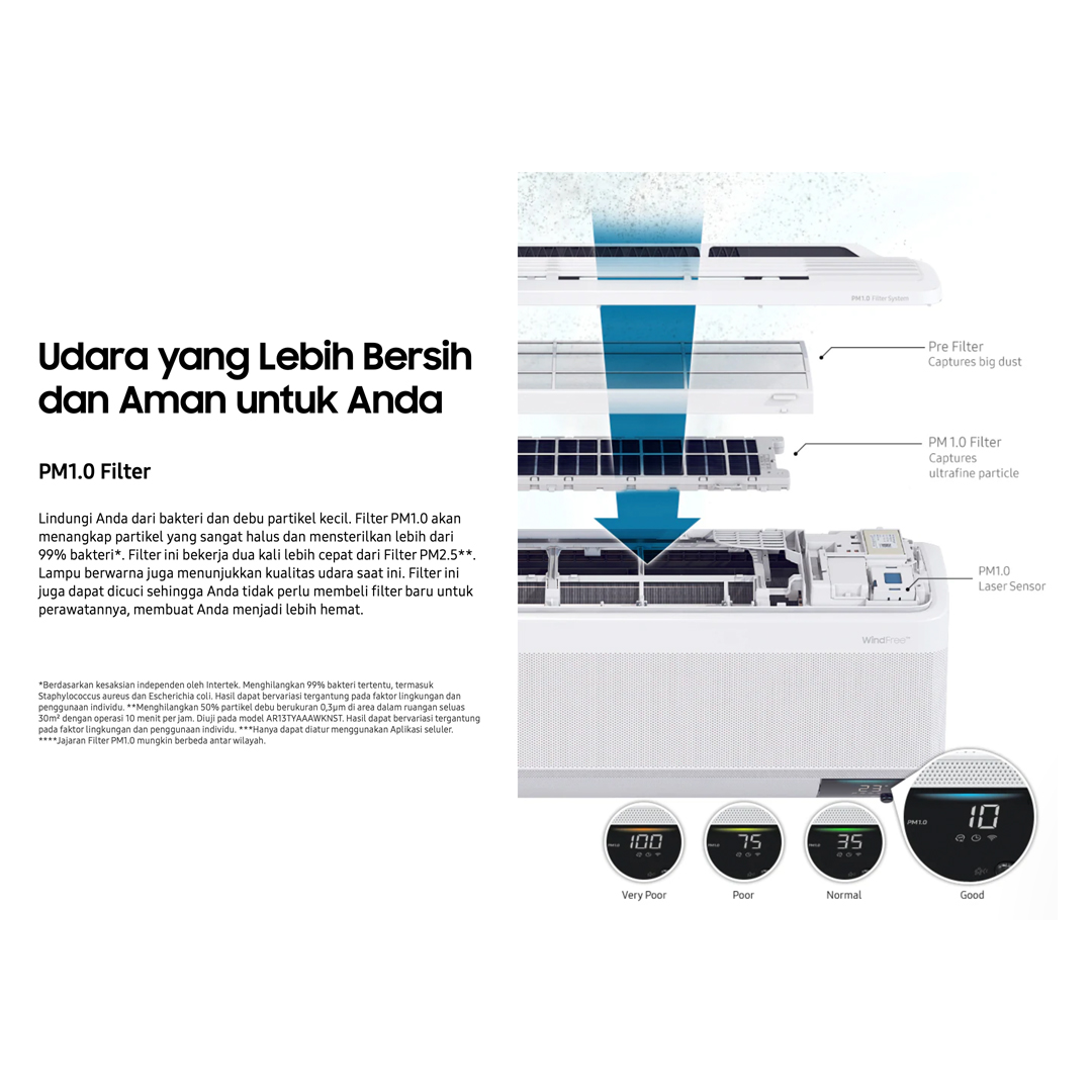 Samsung AC Inverter WindFree Ultra with Air Purification PM1.0 Filter 1 1/2 PK - AR12CYKAAWKNSE